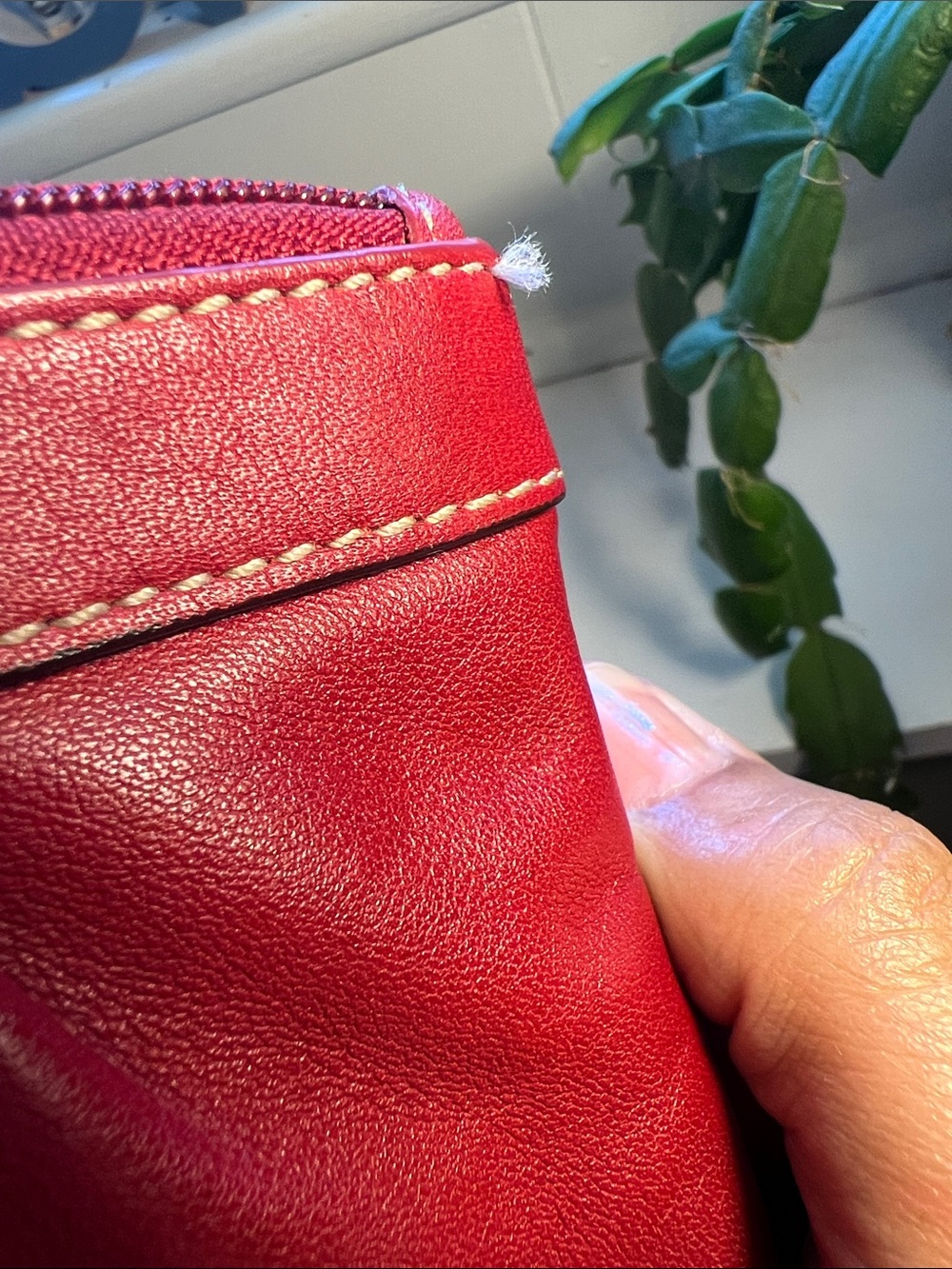 Coach Red Leather Wristlet Clutch with Silver Hardware - Picture 10 of 10